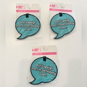 (3) Luggage Tag Teal Speech Bubble don't weight me, I'm definitely over 4" NEW